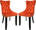 Solid Wood Dining Chairs With Nailhead Back Set Of 2