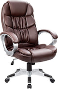 Ergonomic High Back Office Chair Lumbar Brown PU Leather