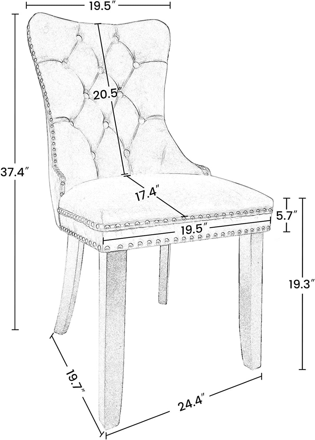 Solid Wood Dining Chairs With Nailhead Back Set Of 2