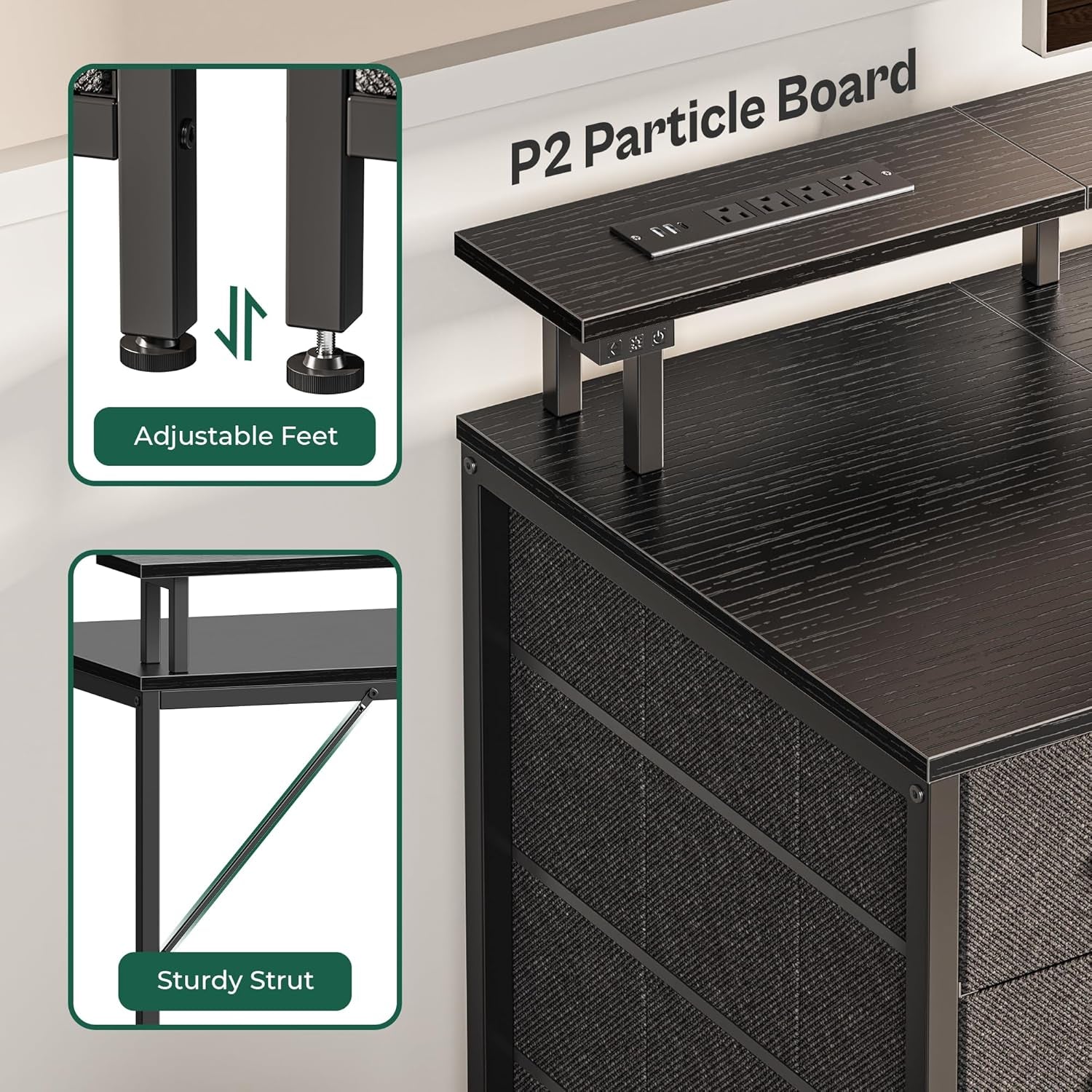 47 Inch Gaming Desk With LED Lights For Home Office