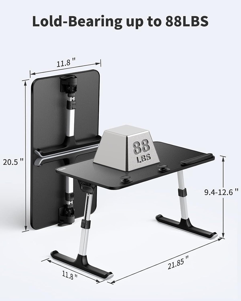 Height and Angle Adjustable Laptop Desk for Bed and Couch