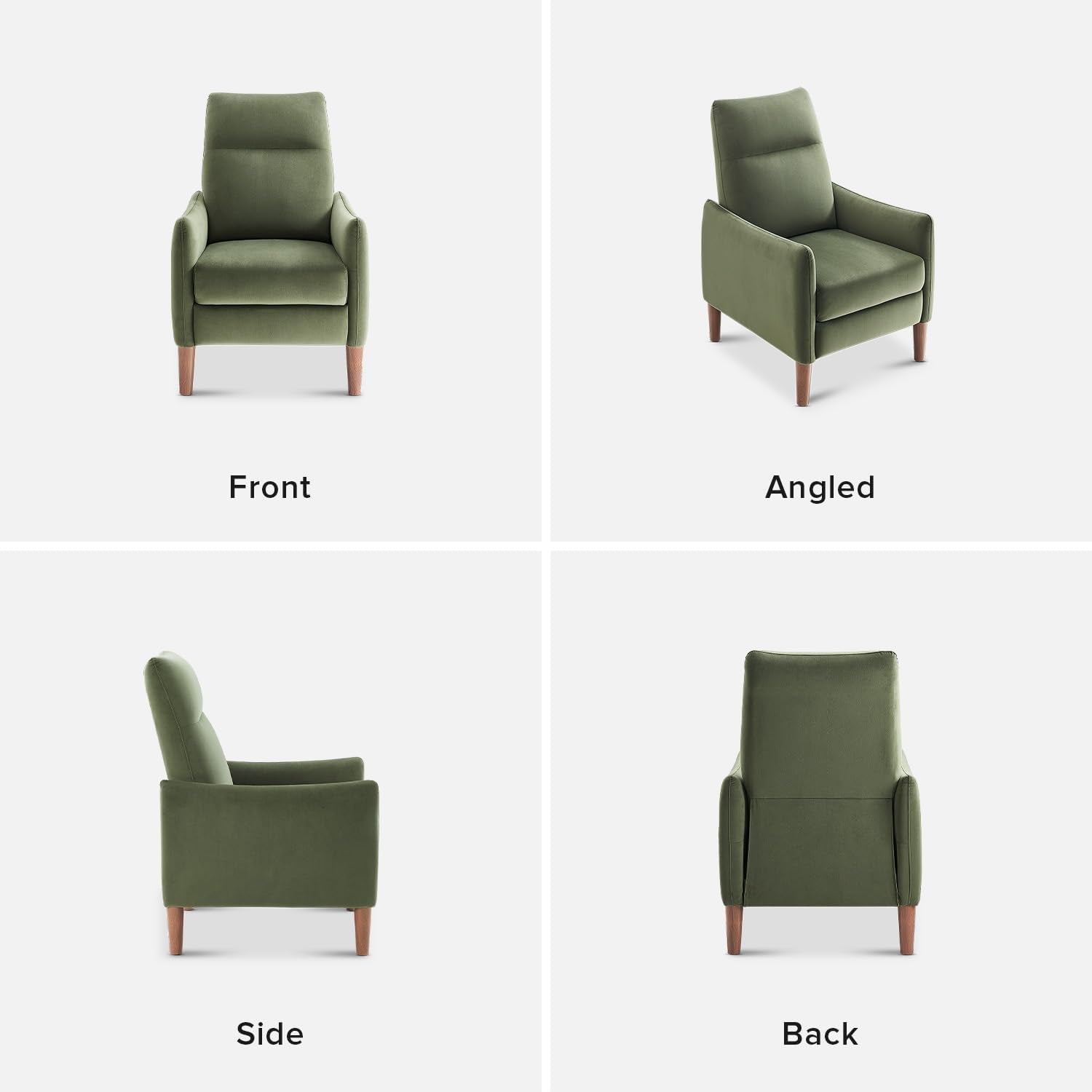 Arthur Olive Green Velvet Recliner Chair With 3 Positions