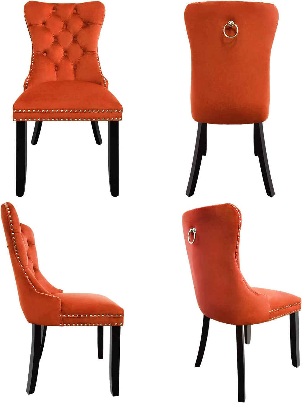 Solid Wood Dining Chairs With Nailhead Back Set Of 2
